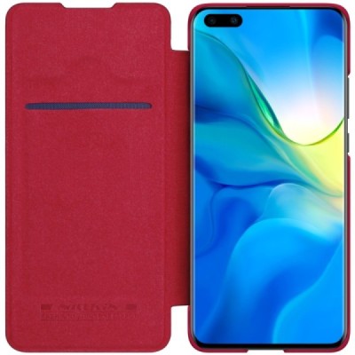 Huawei P40 Pro greznais Nillkin Qin sērijas ādas atvērams sarkans maciņš, maks | Vacins.lv
