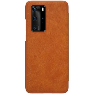 Huawei P40 Pro greznais Nillkin Qin sērijas ādas atvērams brūns maciņš, maks | Vacins.lv