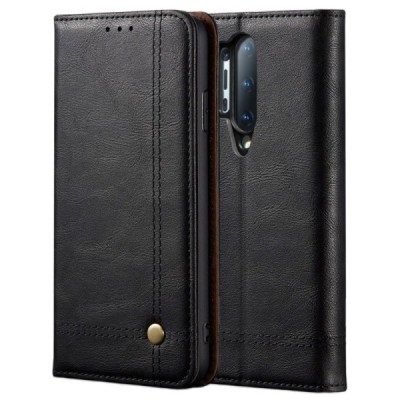 Deluxe OnePlus 8 Pro чёрный кожаный чехол-книжка | Vacins.lv