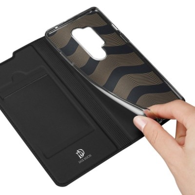 OnePlus 8 Pro Dux Ducis Skin sērijas melns ādas atvērams maciņš | Vacins.lv