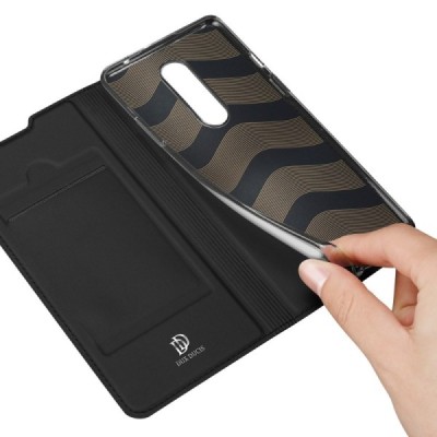 OnePlus 8 Dux Ducis Skin sērijas melns ādas atvērams maciņš | Vacins.lv