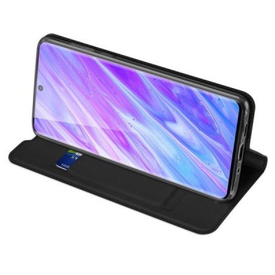 Samsung Galaxy S20 (G980) „Dux Ducis“ Skin sērijas melns ādas atvērams maciņš | Vacins.lv