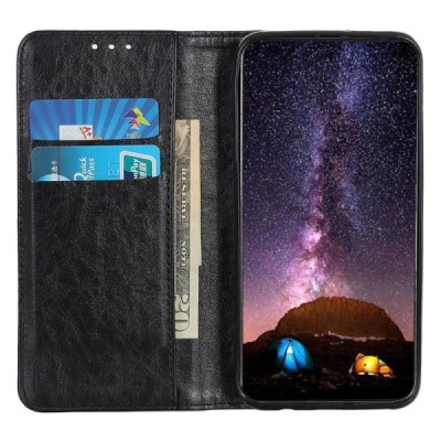 Nokia 2.3 „Split“ чёрный кожаный чехол-книжка | Vacins.lv