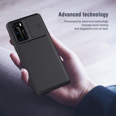Huawei P40 „Nillkin“ CamShield чёрный чехол, задняя часть с защитой камеры | Vacins.lv