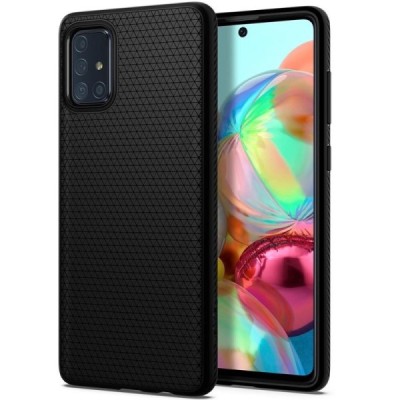 Samsung Galaxy A51 (A515F) „Spigen“ Liquid Air melns cieta silikona TPU apvalks | vacins.lv