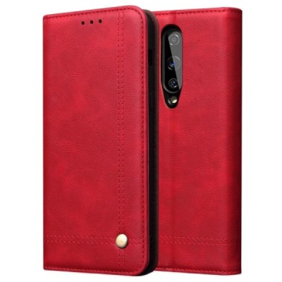 Deluxe OnePlus 8 красный кожаный чехол-книжка | Vacins.lv