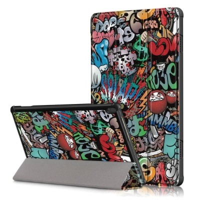 Lenovo Tab M10 10.1" (TB-X605F, X605L, X505F, X505L) „Street Art“ открываемый разноцветный кожаный чехол - книжка | Vacins.lv