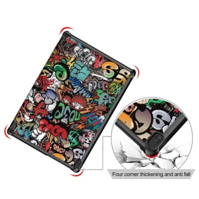 Lenovo Tab M10 10.1" (TB-X605F, X605L, X505F, X505L) „Street Art“ открываемый разноцветный кожаный чехол - книжка | Vacins.lv