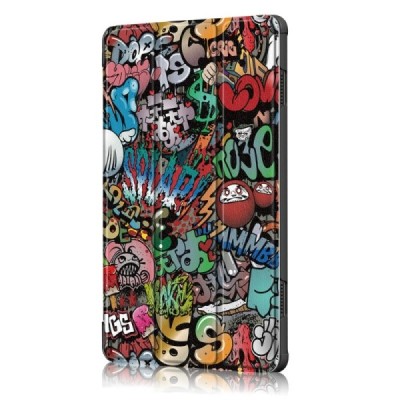 Lenovo Tab M10 10.1" (TB-X605F, X605L, X505F, X505L) „Street Art“ открываемый разноцветный кожаный чехол - книжка | Vacins.lv