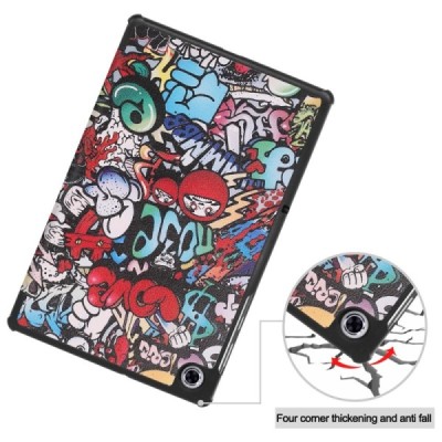 Lenovo Tab M10 Plus 10.3" (TB-X606F) atvēramais „Street Art“ krāsains maciņš | Vacins.lv
