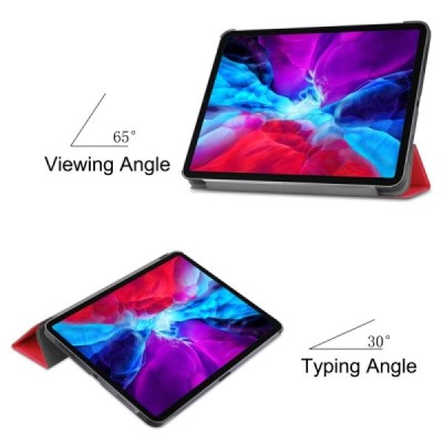 Apple iPad Pro 12.9 (2020, 4 поколение) красный кожаный чехол-книжка (складной) | Vacins.lv