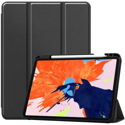 Apple iPad Pro 12.9 (2022 / 2021 / 2020, 2018) atvēramais melns maciņš - maks ar vietu, kur ielikt stylus | Vacins.lv