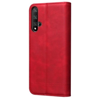 Deluxe Huawei Honor 20 (Nova 5T)  красный кожаный чехол-книжка | Vacins.lv