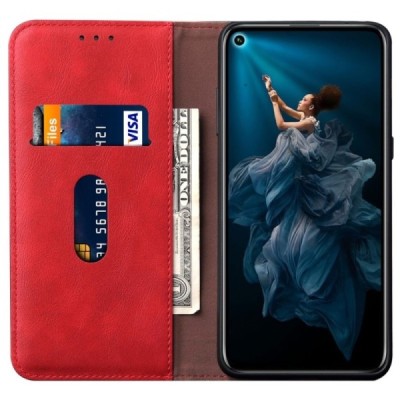 Deluxe Huawei Honor 20 (Nova 5T)  красный кожаный чехол-книжка | Vacins.lv