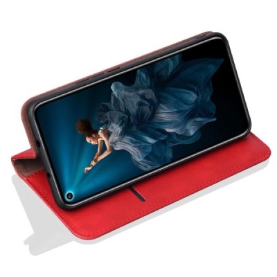 Deluxe Huawei Honor 20 (Nova 5T)  красный кожаный чехол-книжка | Vacins.lv