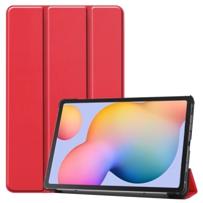 Samsung Galaxy Tab S6 Lite 10.4" (2022) красный кожаный чехол-книжка (складной) | Vacins.lv