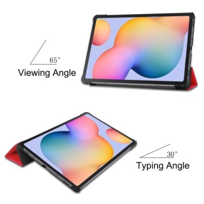 Samsung Galaxy Tab S6 Lite 10.4" (2022) красный кожаный чехол-книжка (складной) | Vacins.lv