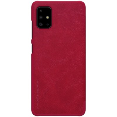 Роскошный красный кожаный чехол Nillkin Qin Series для Samsung Galaxy A51 (A515) | Vacins.lv