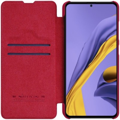 Роскошный красный кожаный чехол Nillkin Qin Series для Samsung Galaxy A51 (A515) | Vacins.lv