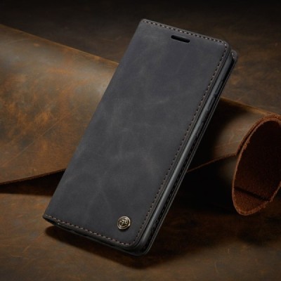 Samsung Galaxy A51 (A515F) CaseMe Retro solīds atvēramais ādas melns maciņš - maks | Vacins.lv