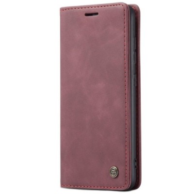 Samsung Galaxy A51 (A515F) CaseMe Retro solīds atvēramais ādas bordo maciņš - maks | Vacins.lv