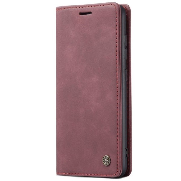 „CaseMe“ Retro solīds atvēramais ādas maciņš - bordo (Galaxy A51)