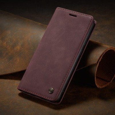 Samsung Galaxy A51 (A515F) CaseMe Retro solīds atvēramais ādas bordo maciņš - maks | Vacins.lv