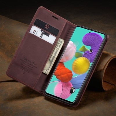 Samsung Galaxy A51 (A515F) CaseMe Retro solīds atvēramais ādas bordo maciņš - maks | Vacins.lv