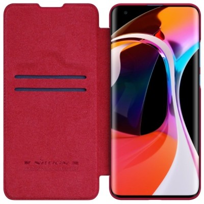 Xiaomi Mi 10 (10 Pro) greznais Nillkin Qin sērijas ādas atvērams sarkans maciņš, maks | Vacins.lv