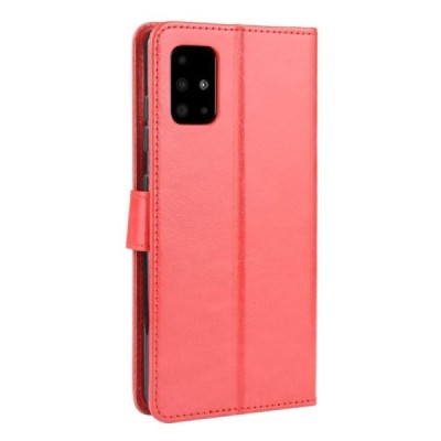 Samsung Galaxy A51 (A515F) atvēramais ādas sarkans maciņš (maks) / Vacins.lv