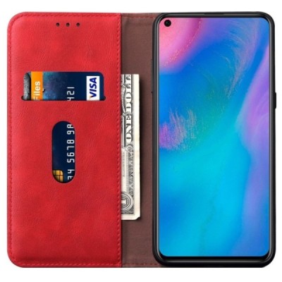 Deluxe Huawei P30 красный кожаный чехол-книжка | Vacins.lv
