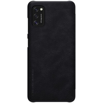 Роскошный чёрный кожаный чехол Nillkin Qin Series для Samsung Galaxy A41 (A415) | Vacins.lv