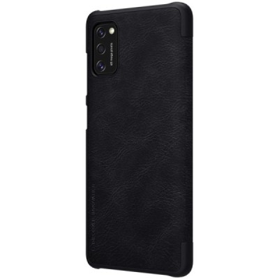 Роскошный чёрный кожаный чехол Nillkin Qin Series для Samsung Galaxy A41 (A415) | Vacins.lv
