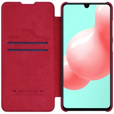 Роскошный красный кожаный чехол Nillkin Qin Series для Samsung Galaxy A41 (A415) | Vacins.lv