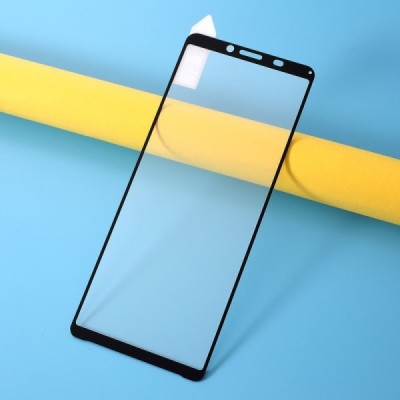 Sony Xperia 10 II „Rurihai“ 9H Tempered Glass усиленная защита, черное защитное стекло с полным покрытием 0.26 мм | Vacins.lv