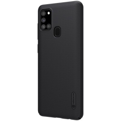 Samsung Galaxy A21s (A217F) Nillkin Frosted Shield melns plastmasas apvalks | vacins.lv