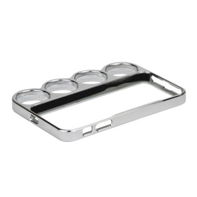 Sidabrinis, plastikinis Apple iPhone SE (5, 5s) dėklas (rėmelis ) - kastetas / Priedai.lt
