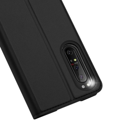 „Dux Ducis“ Skin серии Sony Xperia 1 II чёрный кожаный чехол-книжка | Vacins.lv