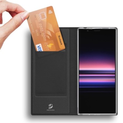 „Dux Ducis“ Skin серии Sony Xperia 1 II чёрный кожаный чехол-книжка | Vacins.lv