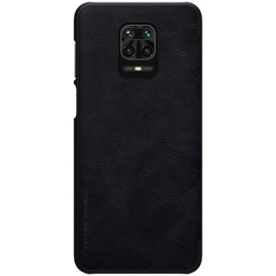 Роскошный чёрный кожаный чехол Nillkin Qin Series для Xiaomi Redmi Note 9 Pro | Vacins.lv