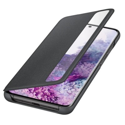Samsung Galaxy S20 (G980) оригинальный Smart Clear View Cover (EF-ZG980CBEGEU) открываемый чёрный кожаный чехол - книжка | Vacin