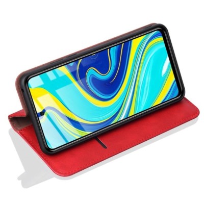 Xiaomi Redmi Note 9 Pro Deluxe ādas atvēramais sarkans maciņš (maks) | Vacins.lv