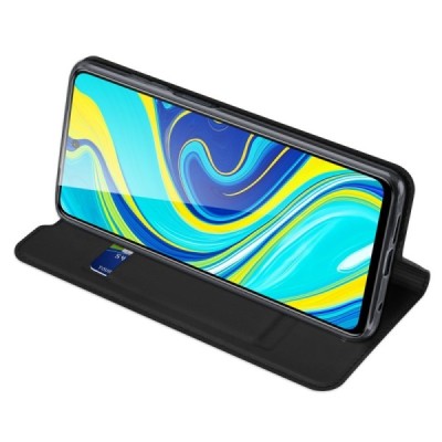 „Dux Ducis“ Skin серии Xiaomi Redmi Note 9 Pro чёрный кожаный чехол-книжка | Vacins.lv