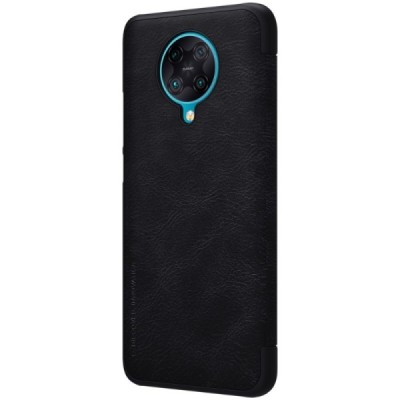 Xiaomi Poco F2 Pro greznais „Nillkin“ Qin sērijas ādas atvērams melns maciņš, maks | Vacins.lv