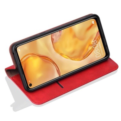 „Deluxe“ Huawei P40 Lite красный кожаный чехол-книжка | Vacins.lv