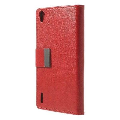 Huawei Ascend P7 atvēramais sarkans ādas futrālis - maciņš / Vacins.lv