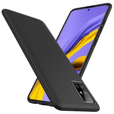 Samsung Galaxy A51 (A515) Lenuo cieta silikona (TPU) melns apvalks | vacins.lv