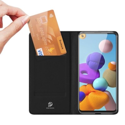 „Dux Ducis“ Skin серии Samsung Galaxy A21s (A217) чёрный кожаный чехол-книжка | Vacins.lv