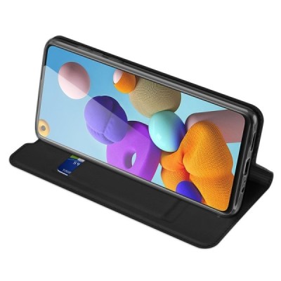 „Dux Ducis“ Skin серии Samsung Galaxy A21s (A217) чёрный кожаный чехол-книжка | Vacins.lv