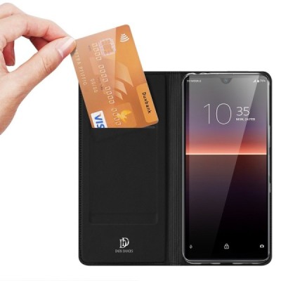 Sony Xperia L4 „Dux Ducis“ Skin sērijas melns ādas atvērams maciņš | Vacins.lv